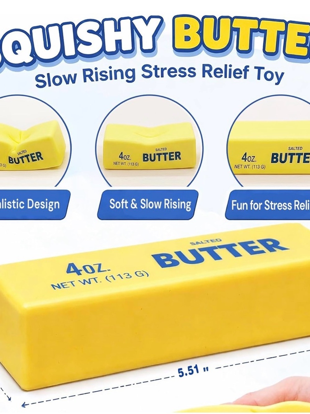 NEW Butter Squishy Toy 1 pc, Super Soft Slow Rising Squeeze Toys, Stress Relief